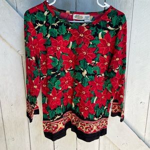 Vintage Christmas Poinsettia Shirt